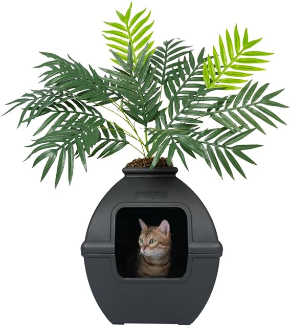 litter box potted plant Courtyard Hidden Litter Box Base Kit Black Suede