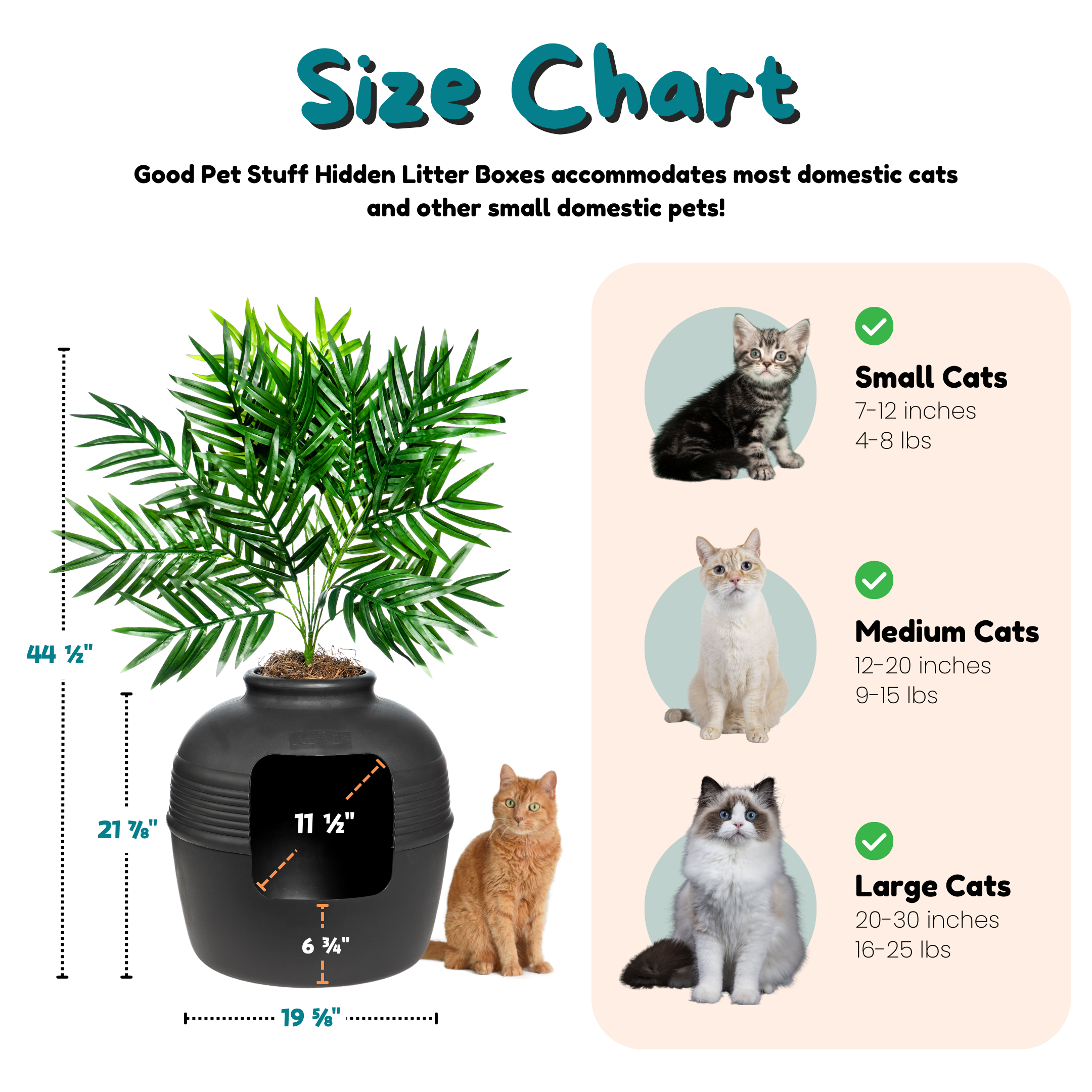 house plant pot size guide Good Pet Stuff Hidden Cat Litter Box Enclosure with Artificial Plant, Decorative Round Planter, Vented Carbon Charcoal Filter for Odor Control,