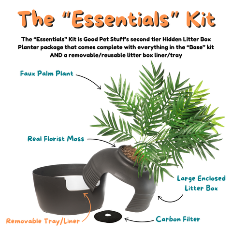 Original Hidden Litter Box Essentials Kit Black Suede