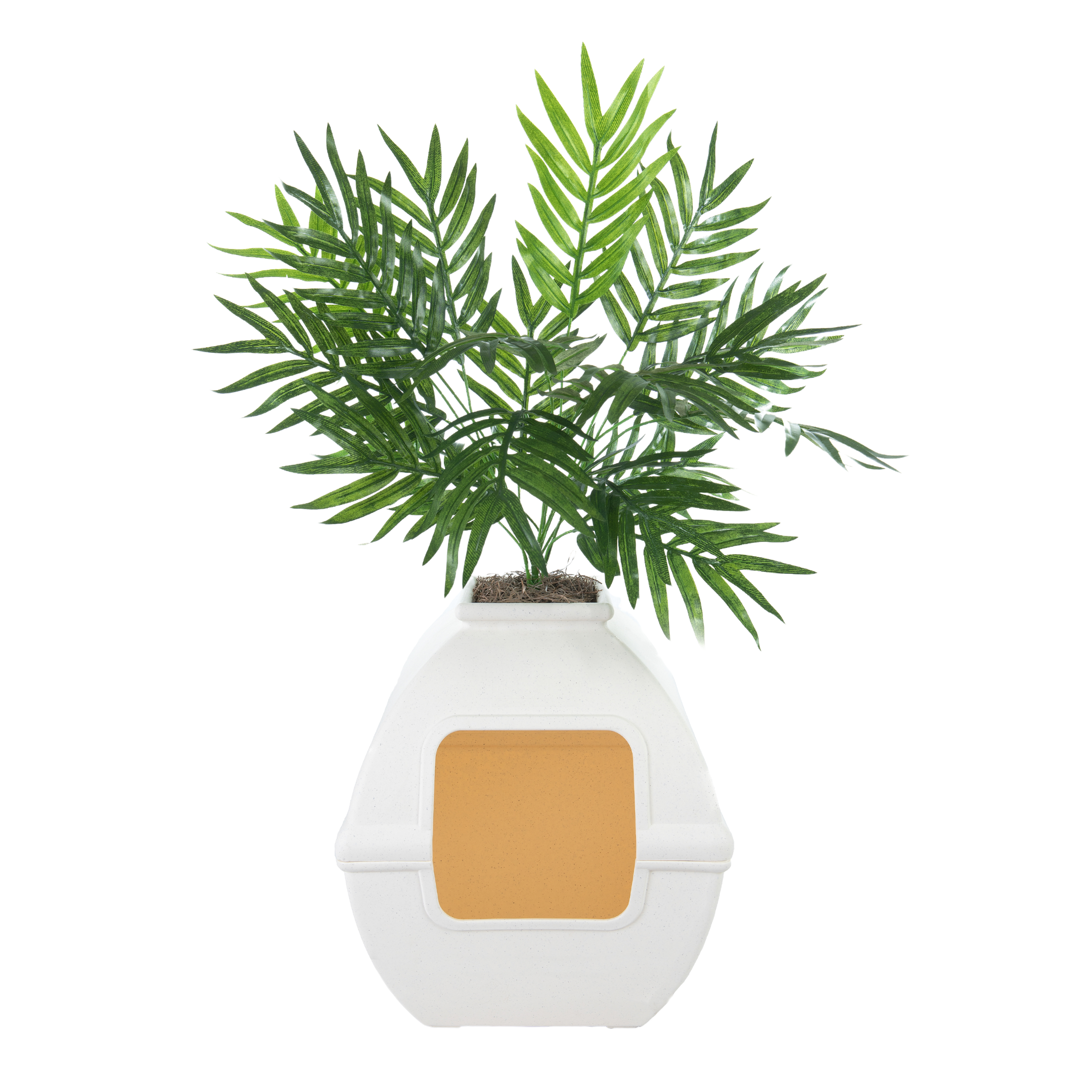 plant pot bases Good Pet Stuff, Original Hidden Litter Box & Reusable Liner Essentials Kit, Round Enclosed Cat Planter Litter Box with Artificial Plants, Vented