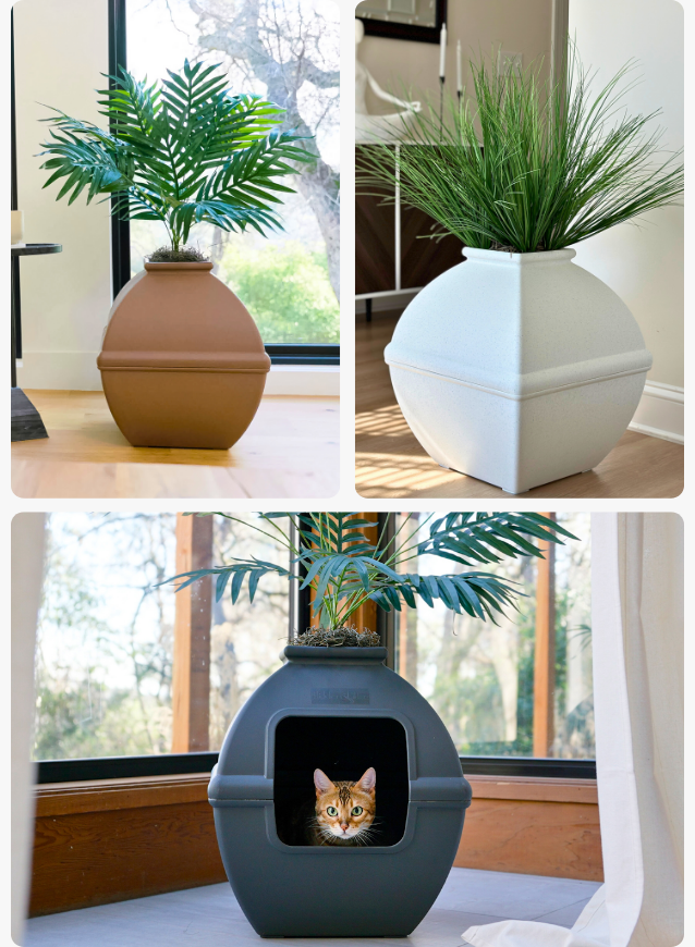 Ontdek de Originele Verborgen Kattenbak met Kunstplanten: Geventileerd Ontdek de Originele Verborgen Kattenbak met Kunstplanten: Geventileerd