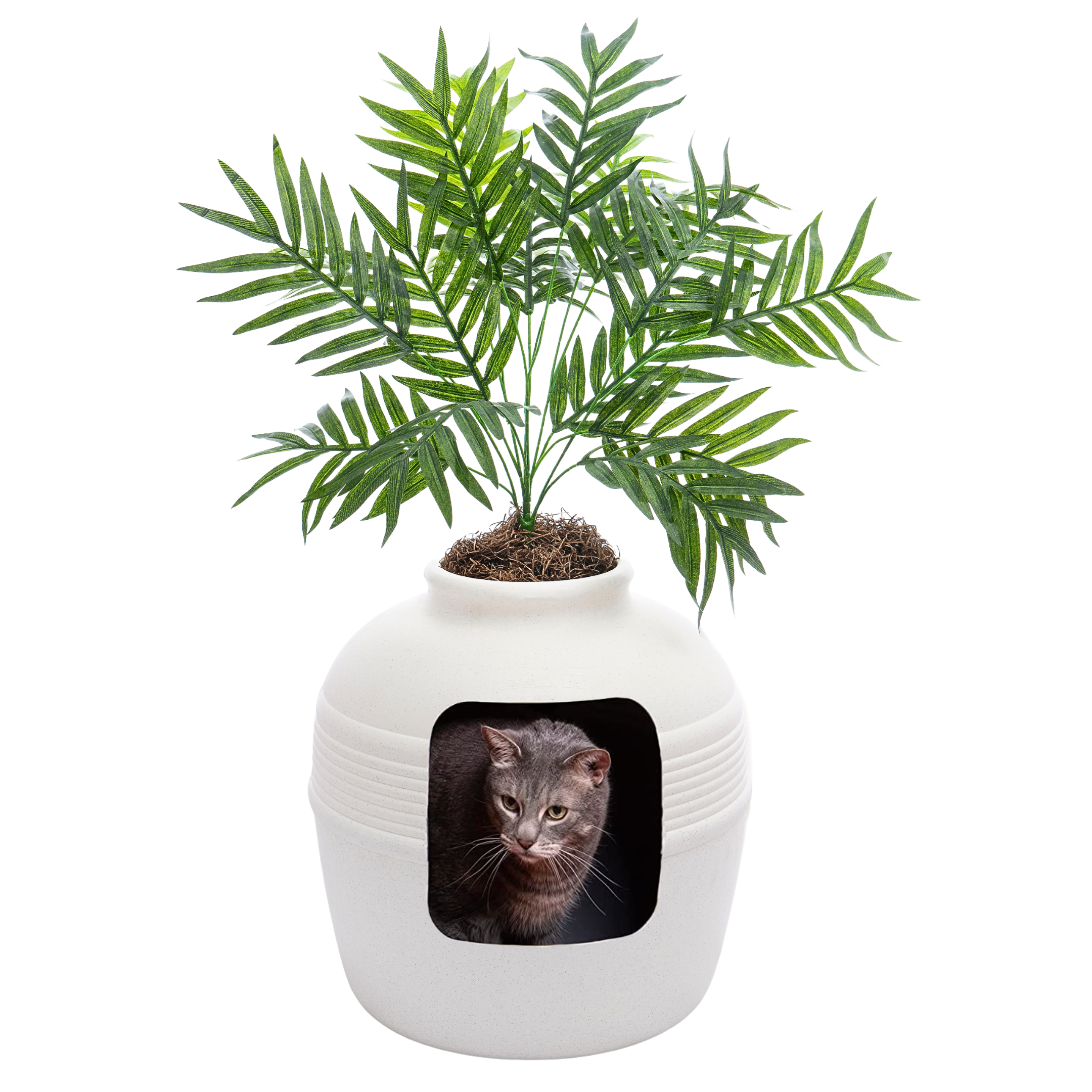 Good Pet Stuff The Original Hidden Litter Box Base Kit Round Enclosed Cat Litter Box Planter with Artificial Plants Vented Carbon Odor Filter